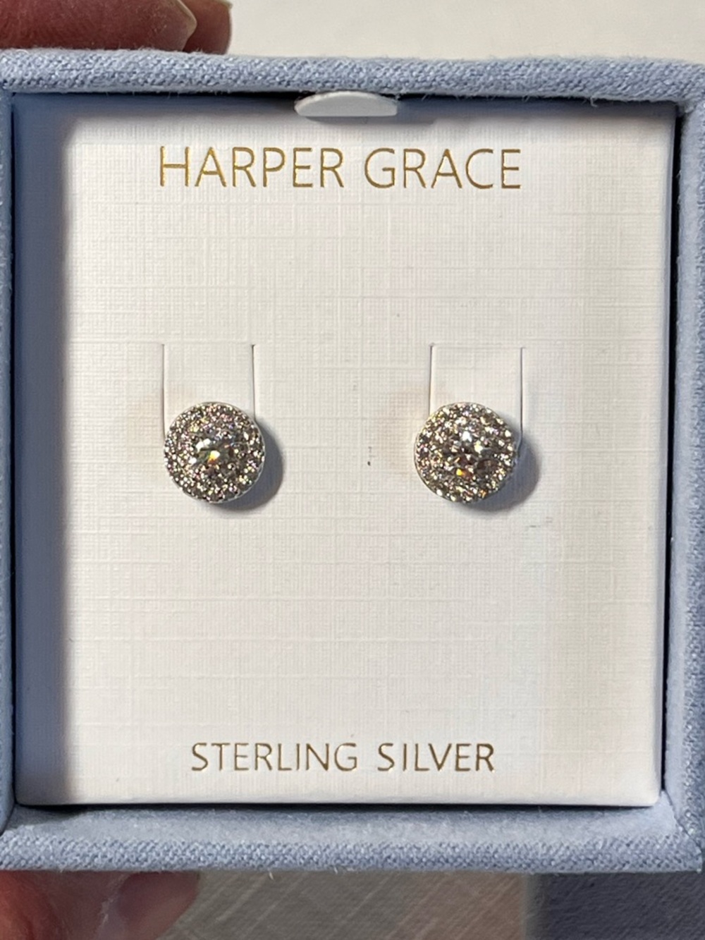 NEW Sterling Silver Glitter Stud Earrings - Silver. feminine. Perfect for gift!
